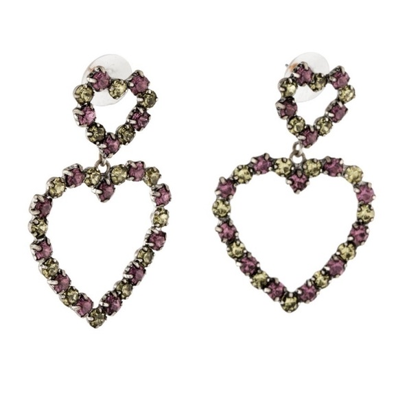 Dannijo Crystal Regina Heart Drop Earrings - Picture 3 of 4